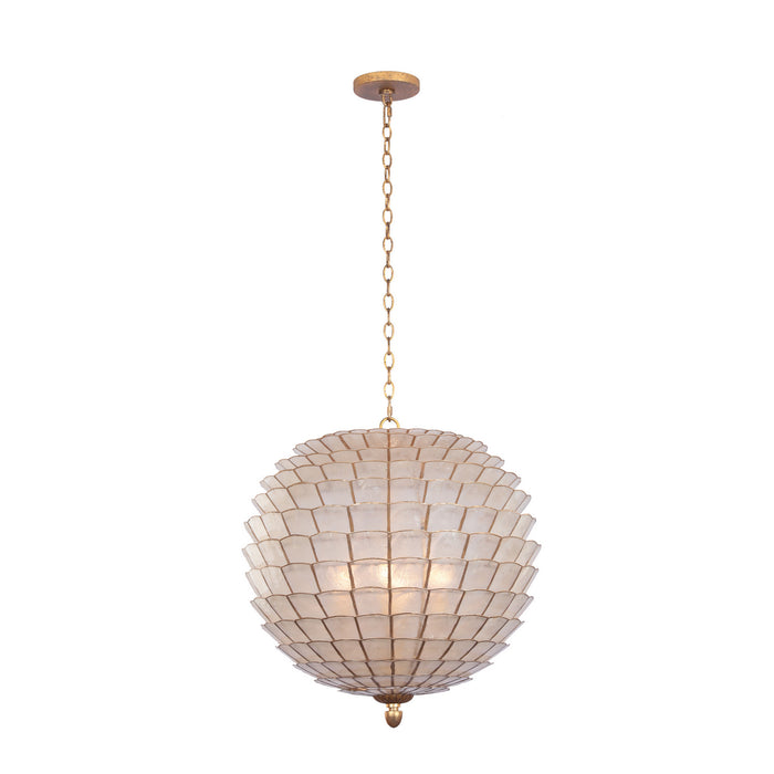 Kalco 515155OL Four Light Pendant, Oxidized Gold Leaf