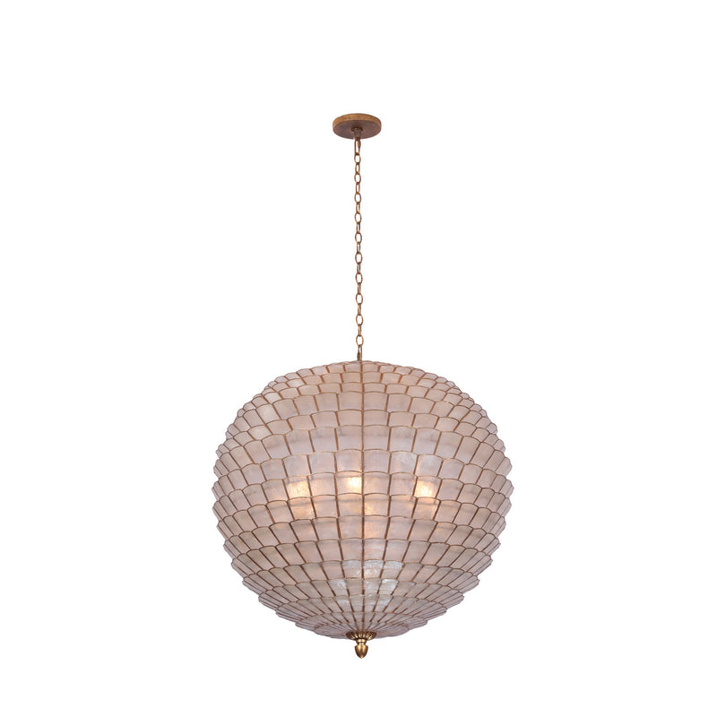 Kalco 515156OL Six Light Pendant, Oxidized Gold Leaf