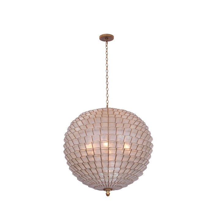 Kalco 515156OL Six Light Pendant, Oxidized Gold Leaf