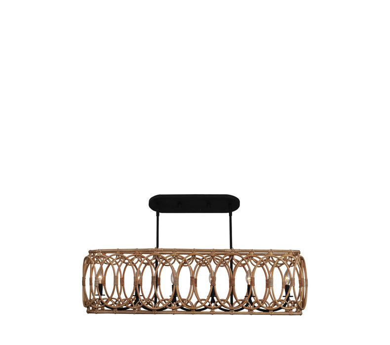 Kalco 515361MB Six Light Island Pendant, Matte Black