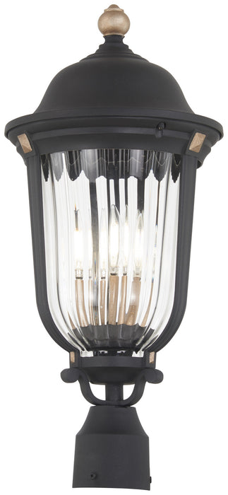 Minka-Lavery 73238-738 Three Light Outdoor Post Mount, Sand Coal And Vermeil Gold