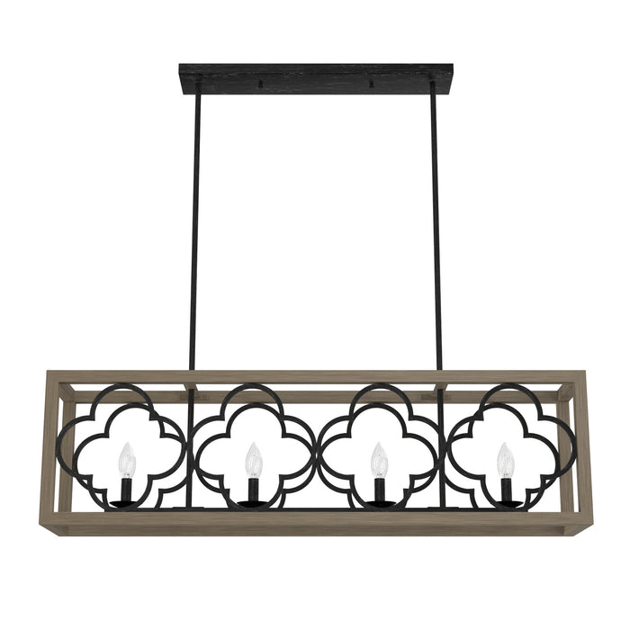 Hunter 19099 Four Light Linear Chandelier, French Oak