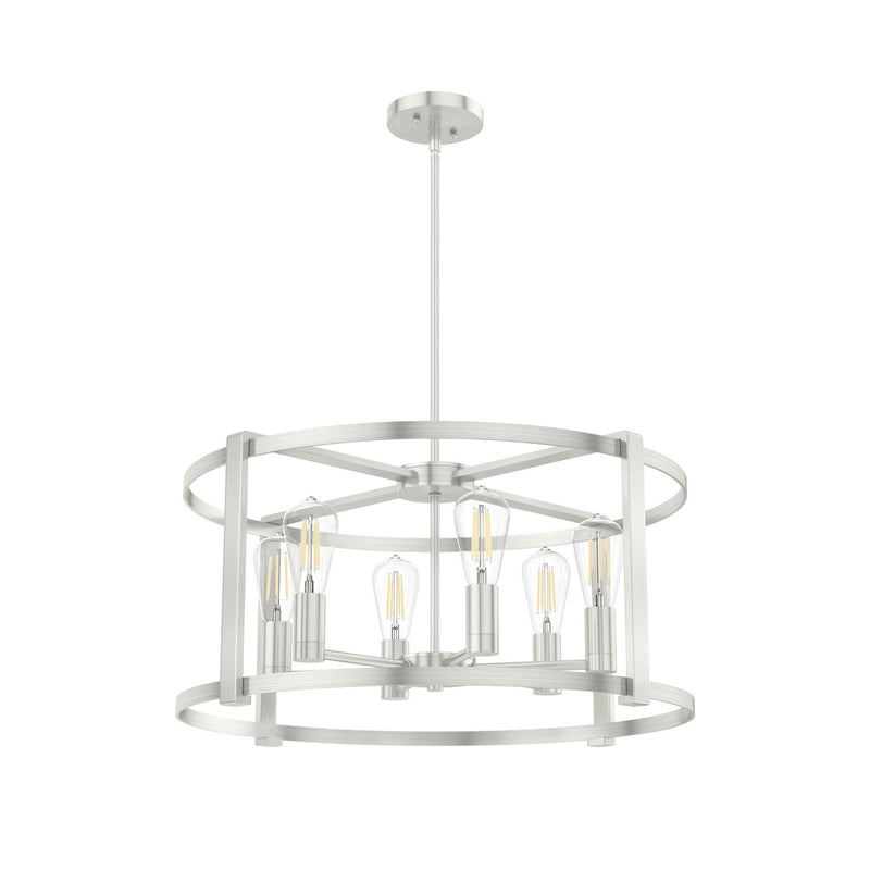 Hunter 19118 Six Light Chandelier, Brushed Nickel