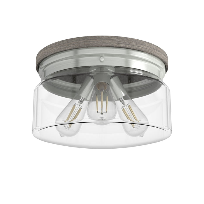 Hunter 19152 Three Light Flush Mount, Brushed Nickel