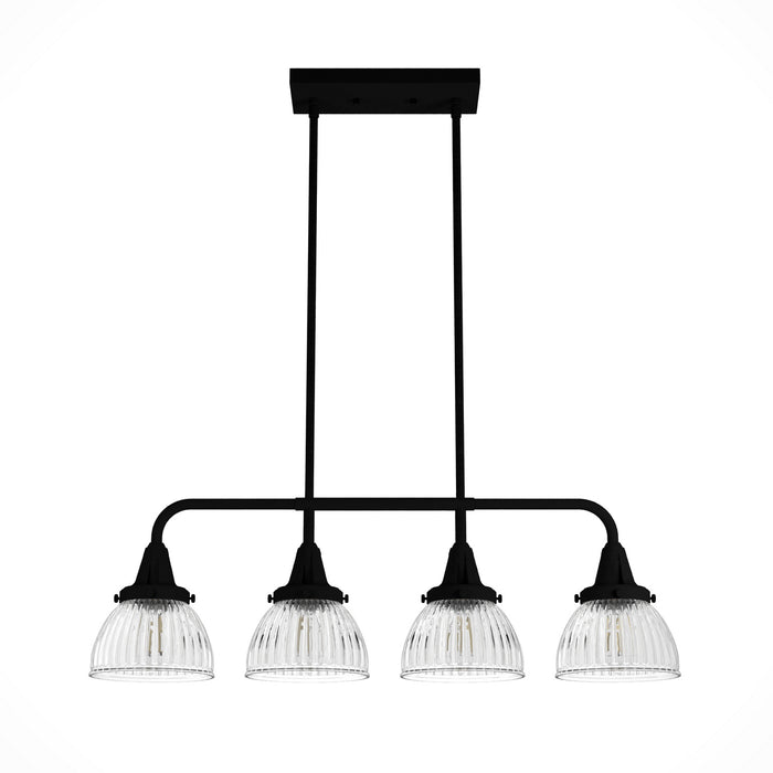 Hunter 19184 Four Light Linear Chandelier, Natural Black Iron