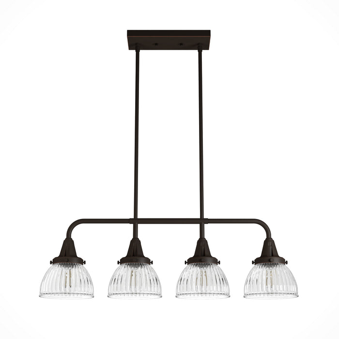 Hunter 19185 Four Light Linear Chandelier, Onyx Bengal