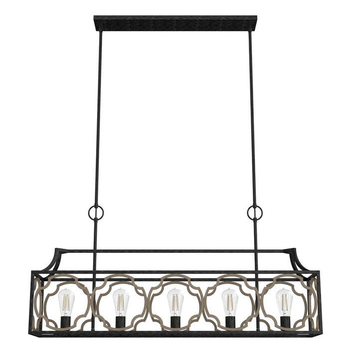 Hunter 19231 Five Light Linear Chandelier, French Oak