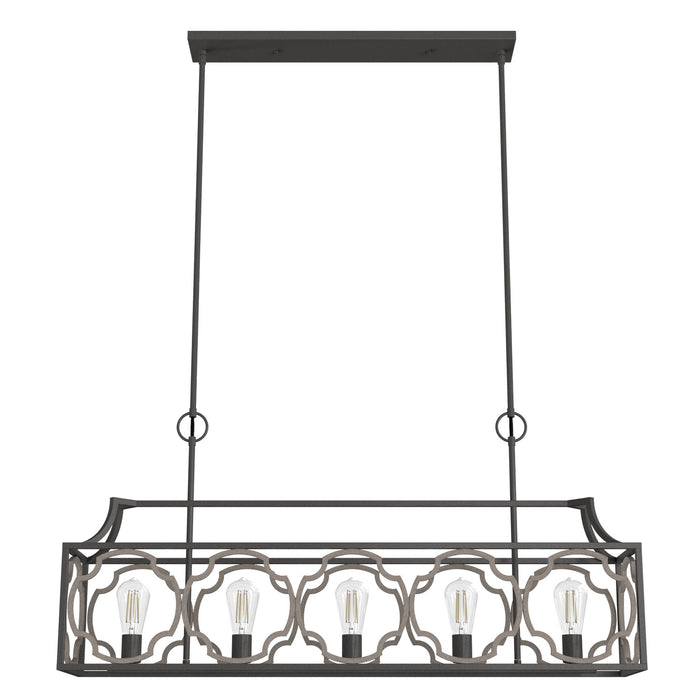 Hunter 19232 Five Light Linear Chandelier, Noble Bronze