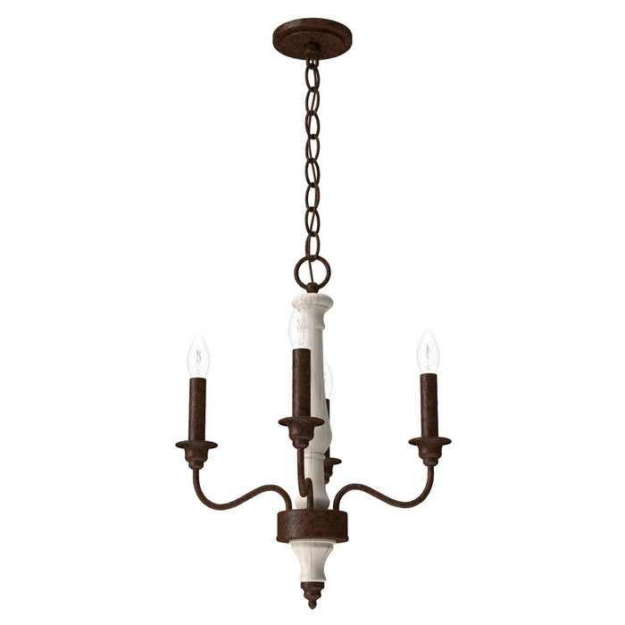 Hunter 19279 Four Light Chandelier, Distressed White