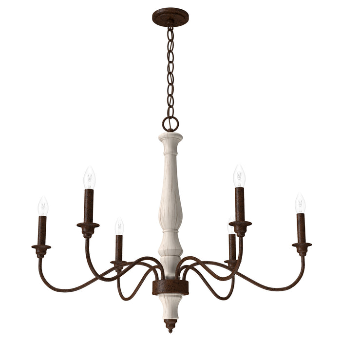 Hunter 19280 Six Light Chandelier, Distressed White