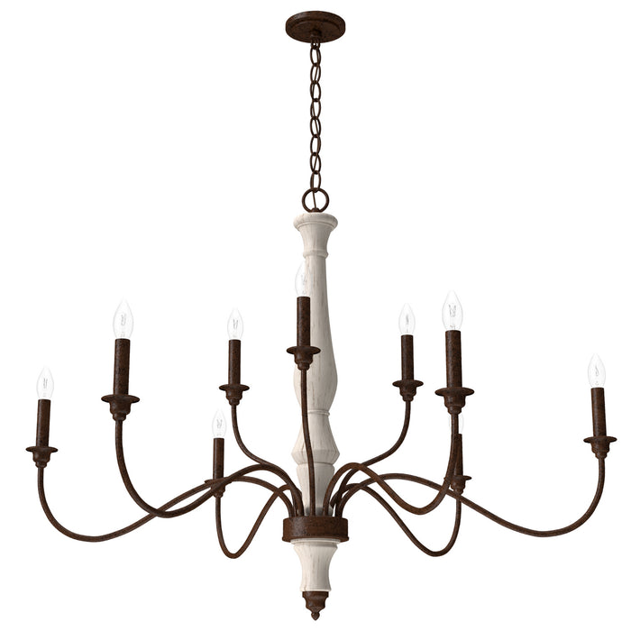 Hunter 19281 Nine Light Chandelier, Distressed White