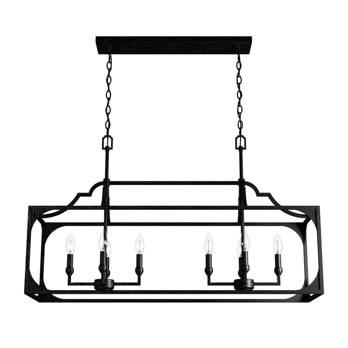 Hunter 19289 Eight Light Linear Chandelier, Rustic Iron