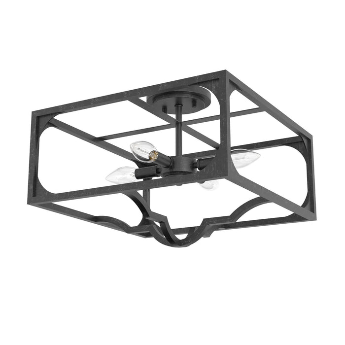 Hunter 19291 Four Light Semi Flush Mount, Rustic Iron