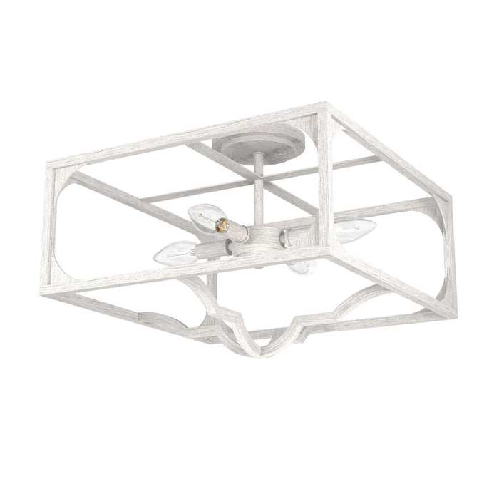 Hunter 19292 Four Light Semi Flush Mount, Distressed White