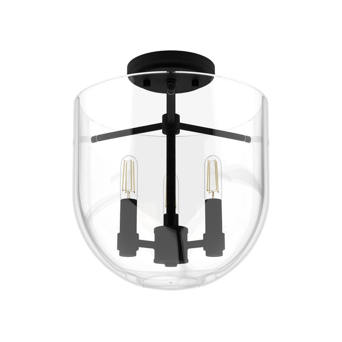 Hunter 19322 Three Light Flush Mount, Natural Black Iron
