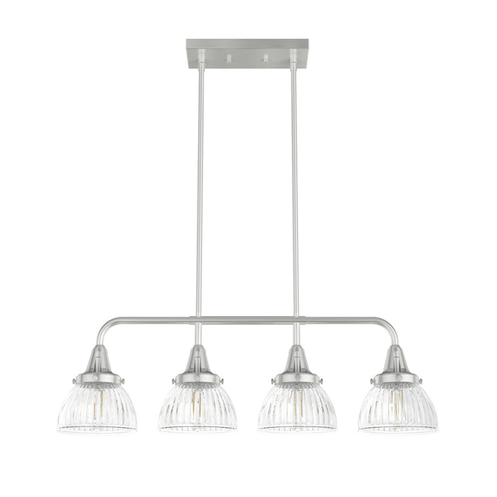 Hunter 19326 Four Light Linear Chandelier, Brushed Nickel