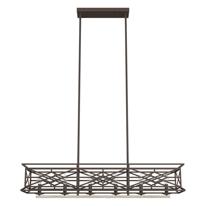 Hunter 19333 Six Light Linear Chandelier, Onyx Bengal