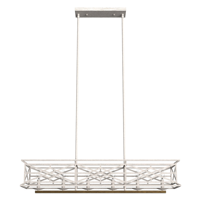 Hunter 19334 Six Light Linear Chandelier, Distressed White