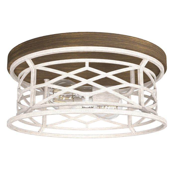 Hunter 19338 Two Light Flush Mount, Distressed White