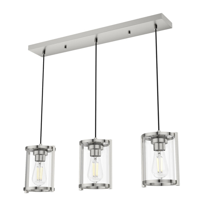Hunter 19953 Three Light Linear Cluster, Polished Nickel