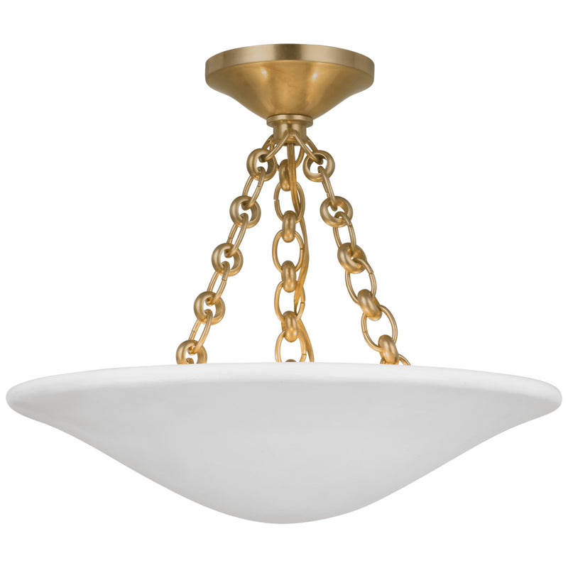 Visual Comfort Signature ARN 4425HAB-PW LED Semi Flush Mount, Hand-Rubbed Antique Brass