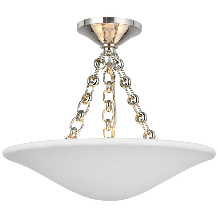 Visual Comfort Signature ARN 4425PN-PW LED Semi Flush Mount, Polished Nickel