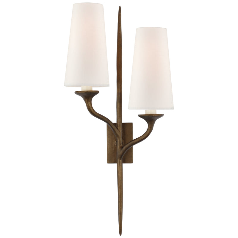 Visual Comfort Signature JN 2076ABL-L Two Light Wall Sconce, Antique Bronze Leaf