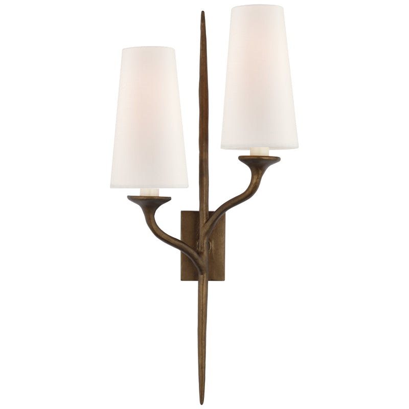 Visual Comfort Signature JN 2077ABL-L Two Light Wall Sconce, Antique Bronze Leaf