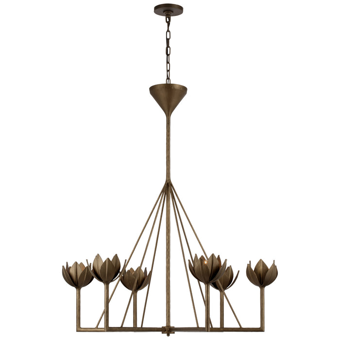 Visual Comfort Signature JN 5004ABL Six Light Chandelier, Antique Bronze Leaf