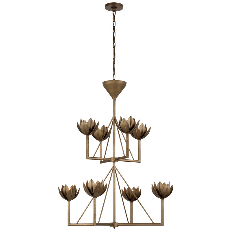 Visual Comfort Signature JN 5005ABL Eight Light Chandelier, Antique Bronze Leaf