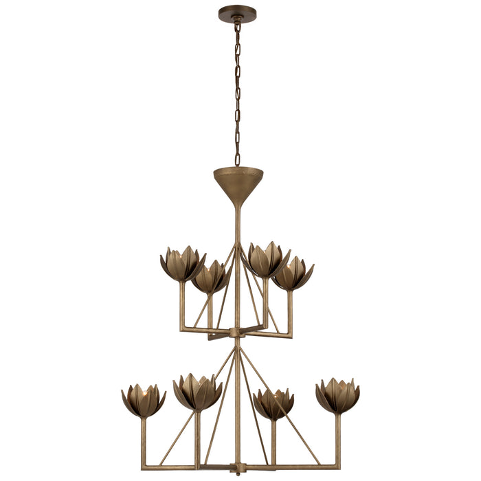 Visual Comfort Signature JN 5005ABL Eight Light Chandelier, Antique Bronze Leaf