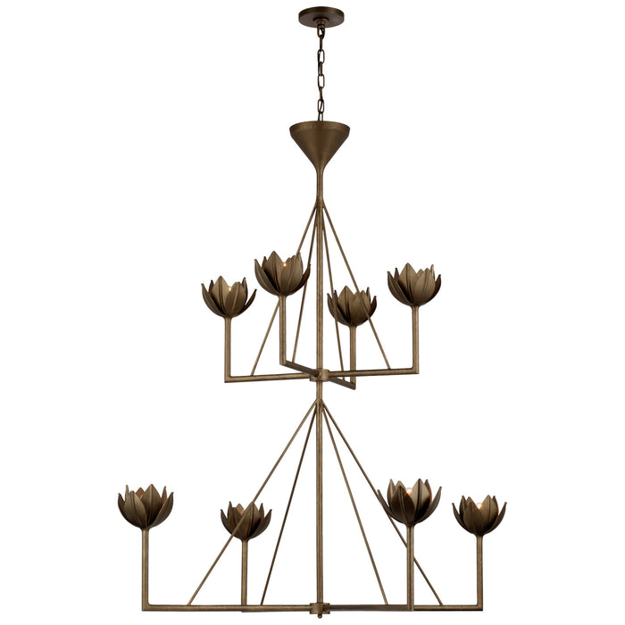 Visual Comfort Signature JN 5006ABL Eight Light Chandelier, Antique Bronze Leaf