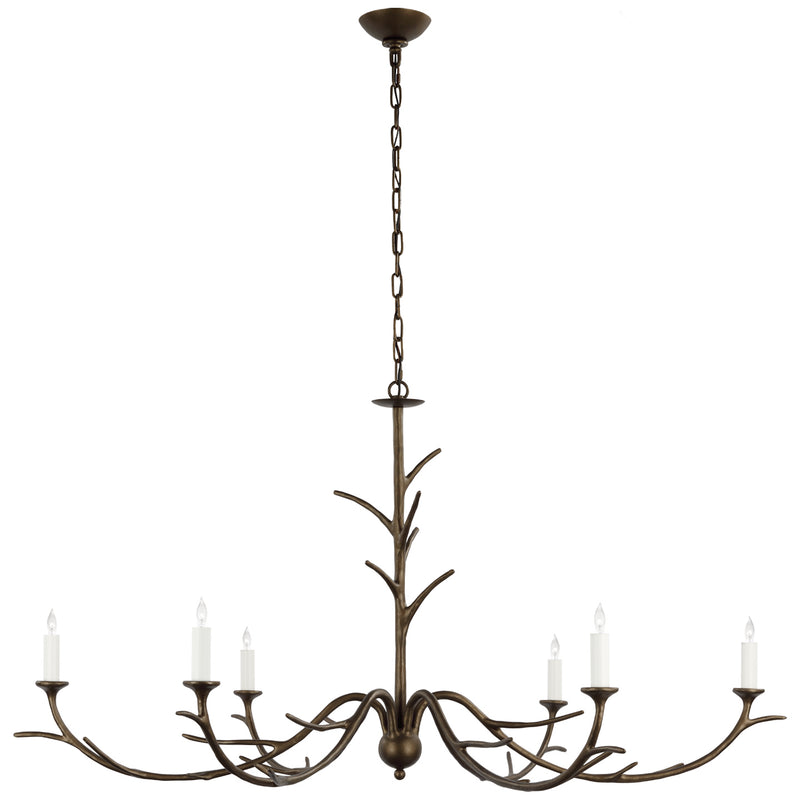 Visual Comfort Signature JN 5076ABL Six Light Chandelier, Antique Bronze Leaf