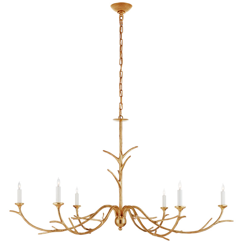 Visual Comfort Signature JN 5076AGL Six Light Chandelier, Antique Gold Leaf