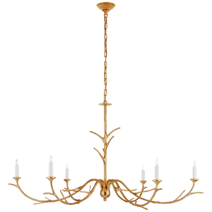 Visual Comfort Signature JN 5076AGL Six Light Chandelier, Antique Gold Leaf