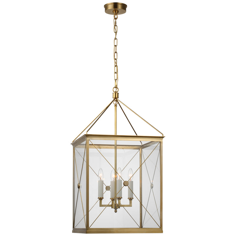 Visual Comfort Signature JN 5087AB-CG LED Lantern, Antique-Burnished Brass