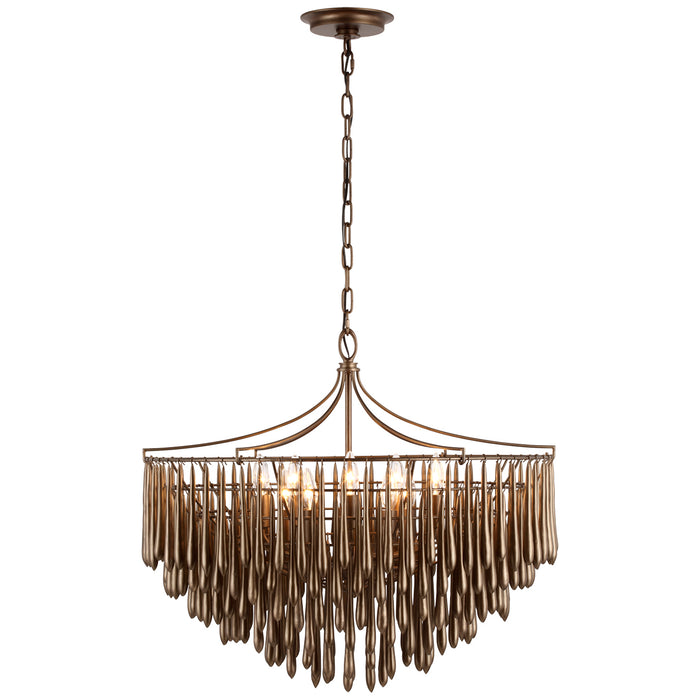 Visual Comfort Signature JN 5130ABL LED Chandelier, Antique Bronze Leaf