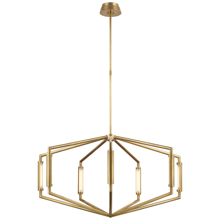 Visual Comfort Signature KW 5707AB LED Chandelier, Antique-Burnished Brass