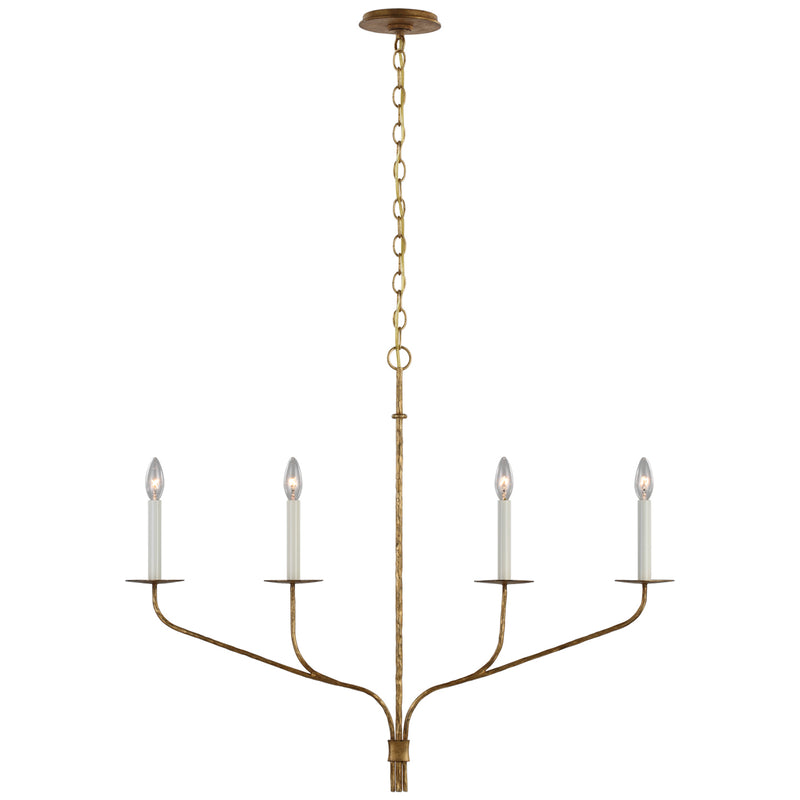 Visual Comfort Signature S 5750GI LED Linear Chandelier, Gilded Iron
