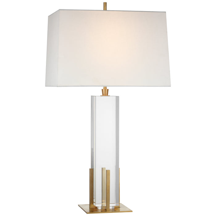 Visual Comfort Signature TOB 3920CG/HAB-L LED Table Lamp, Crystal and Hand-Rubbed Antique Brass