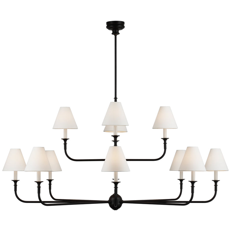 Visual Comfort Signature TOB 5453AI/EBO-L LED Chandelier, Aged Iron and Ebonized Oak