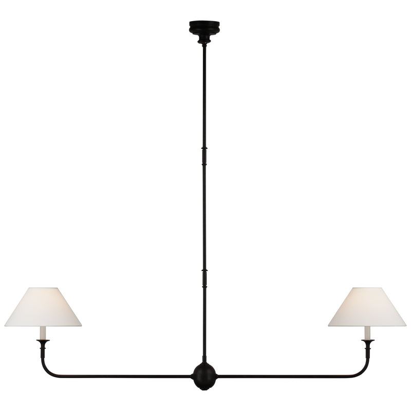 Visual Comfort Signature TOB 5455AI/EBO-L LED Linear Pendant, Aged Iron and Ebonized Oak