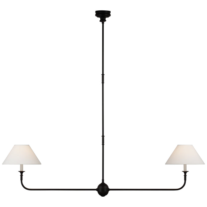 Visual Comfort Signature TOB 5455AI/EBO-L LED Linear Pendant, Aged Iron and Ebonized Oak