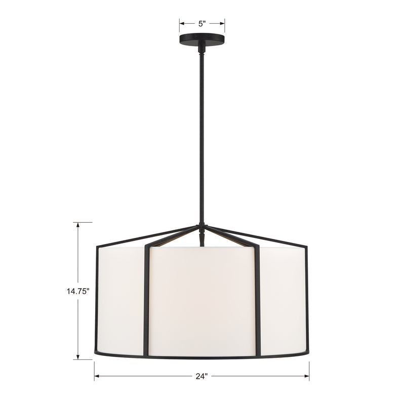 Crystorama CAR-9206-BK Six Light Pendant, Black