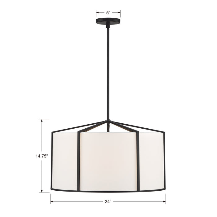 Crystorama CAR-9206-BK Six Light Pendant, Black