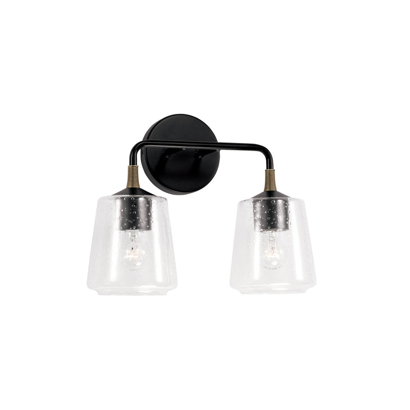 Capital Lighting 145621KB-530 Two Light Vanity, Matte Black with Brass