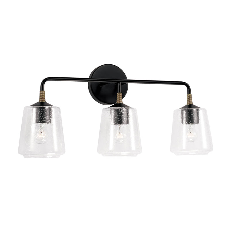 Capital Lighting 145631KB-530 Three Light Vanity, Matte Black with Brass