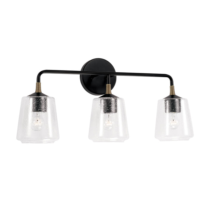 Capital Lighting 145631KB-530 Three Light Vanity, Matte Black with Brass