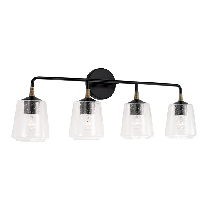 Capital Lighting 145641KB-530 Four Light Vanity, Matte Black with Brass