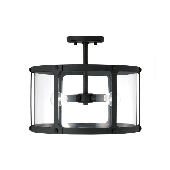 Capital Lighting 244931BI Three Light Semi Flush Mount, Black Iron